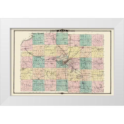 Dane Wisconsin Landowner - Snyder 1878 White Modern Wood Framed Art Print by Snyder