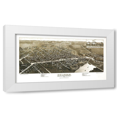 Delavan Wisconsin - Stoner 1884 White Modern Wood Framed Art Print by Stoner