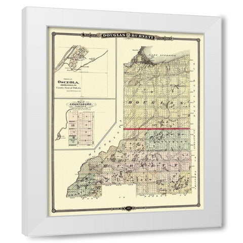 Douglas Burnett Wisconsin - Snyder 1877 White Modern Wood Framed Art Print by Snyder