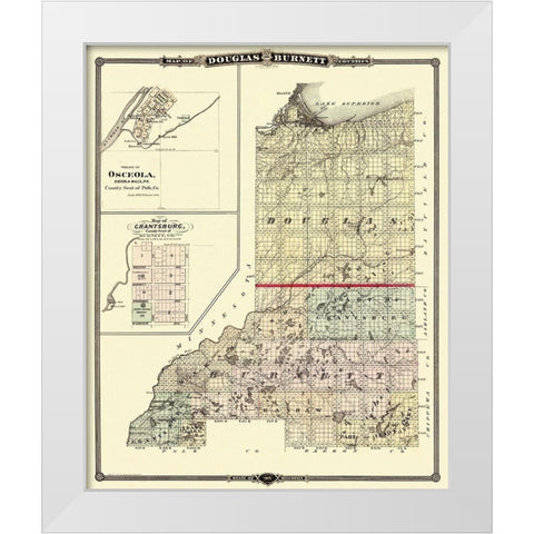 Douglas Burnett Wisconsin - Snyder 1877 White Modern Wood Framed Art Print by Snyder