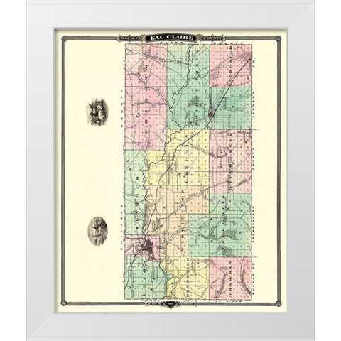 Eau Claire Wisconsin Landowner - Snyder 1878 White Modern Wood Framed Art Print by Snyder