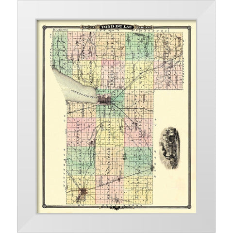 Fond Du Lac Wisconsin Landowner - Snyder 1878 White Modern Wood Framed Art Print by Snyder
