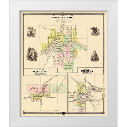 Fort Atkinson Wisconsin Landowner - Snyder 1878 White Modern Wood Framed Art Print by Snyder