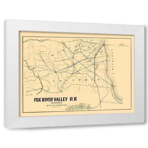 Fox River Valley Railroad - Lipman 1857 White Modern Wood Framed Art Print by Lipman