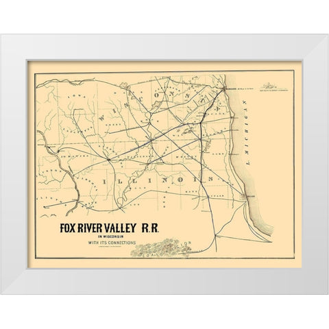 Fox River Valley Railroad - Lipman 1857 White Modern Wood Framed Art Print by Lipman