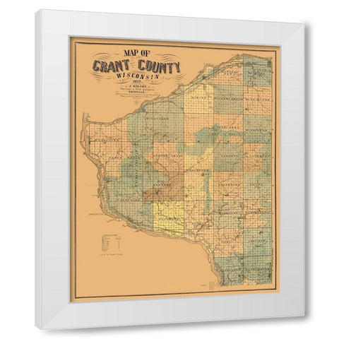 Grant County Wisconsin - Wilson 1857 White Modern Wood Framed Art Print by Wilson