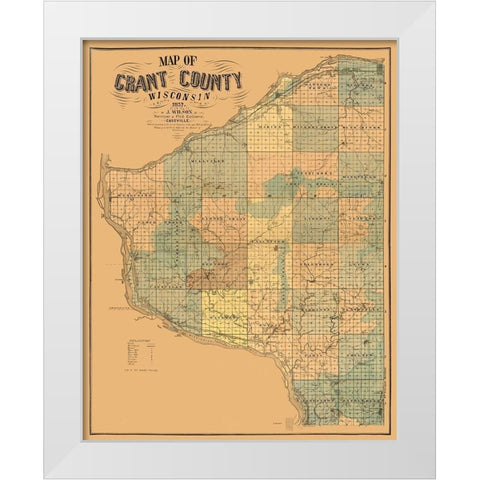 Grant County Wisconsin - Wilson 1857 White Modern Wood Framed Art Print by Wilson