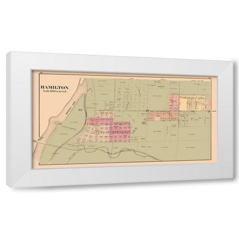 Hamilton Illinois 1874 White Modern Wood Framed Art Print by Andreas