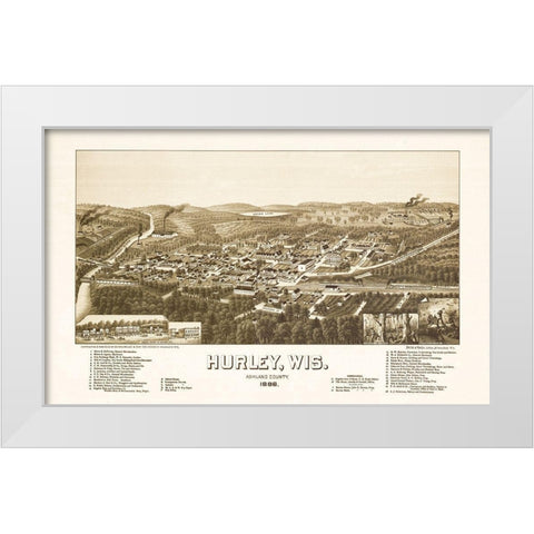 Hurley Wisconsin - Norris 1886 White Modern Wood Framed Art Print by Norris
