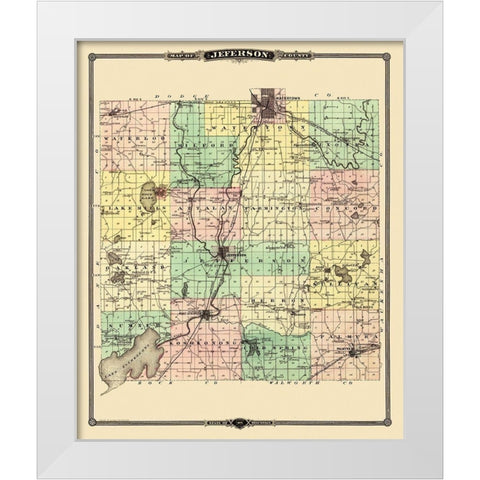 Jefferson Wisconsin Landowner - Snyder 1878 White Modern Wood Framed Art Print by Snyder