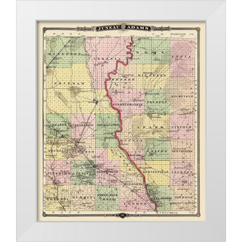 Juneau Adams Wisconsin Landowner - Snyder 1878 White Modern Wood Framed Art Print by Snyder