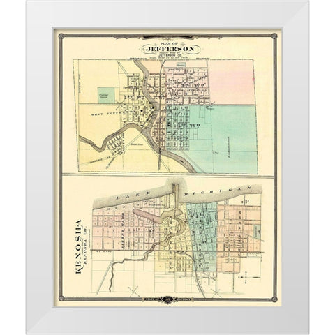 Kenosha, Jefferson Wisconsin - Snyder 1878 White Modern Wood Framed Art Print by Snyder
