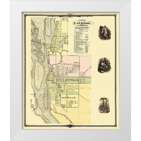 La Crosse Wisconsin - Snyder 1878 White Modern Wood Framed Art Print by Snyder