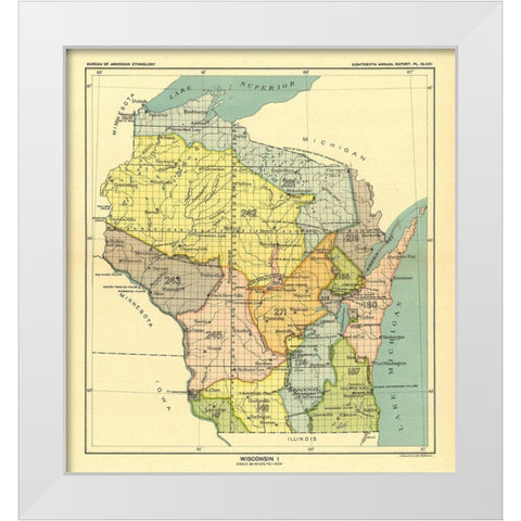 Wisconsin - Lake Superior - Hoen 1896 White Modern Wood Framed Art Print by Hoen