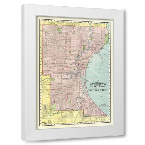 Milwaukee Wisconsin - Rand McNally 1894 White Modern Wood Framed Art Print by Rand McNally