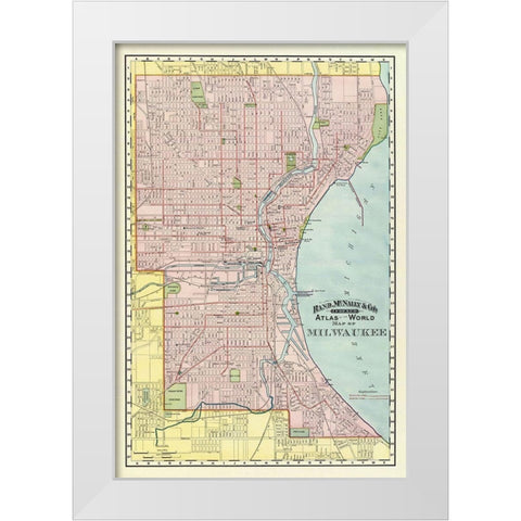 Milwaukee Wisconsin - Rand McNally 1894 White Modern Wood Framed Art Print by Rand McNally