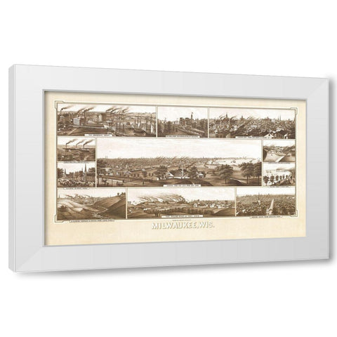 Milwaukee Wisconsin - Beck 1882 White Modern Wood Framed Art Print by Beck