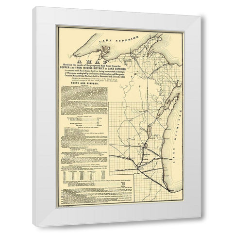 Michigan Wisconsin - Endicott 1855 White Modern Wood Framed Art Print by Endicott