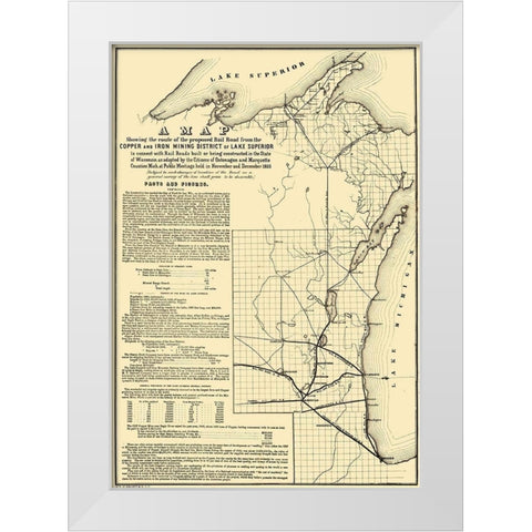 Michigan Wisconsin - Endicott 1855 White Modern Wood Framed Art Print by Endicott