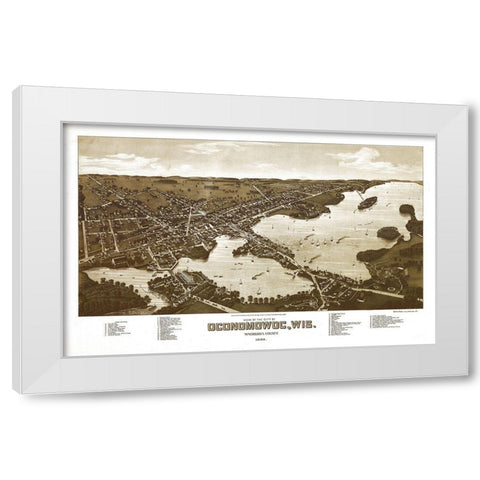 Oconomowoc Wisconsin - Norris 1885 White Modern Wood Framed Art Print by Norris