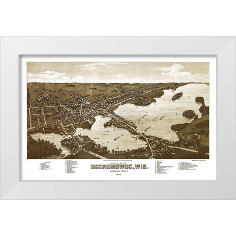 Oconomowoc Wisconsin - Norris 1885 White Modern Wood Framed Art Print by Norris