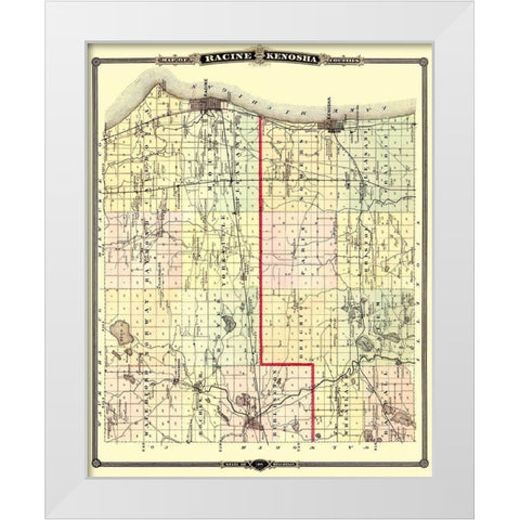 Racine Kenosha Wisconsin Landowner - Snyder 1878 White Modern Wood Framed Art Print by Snyder