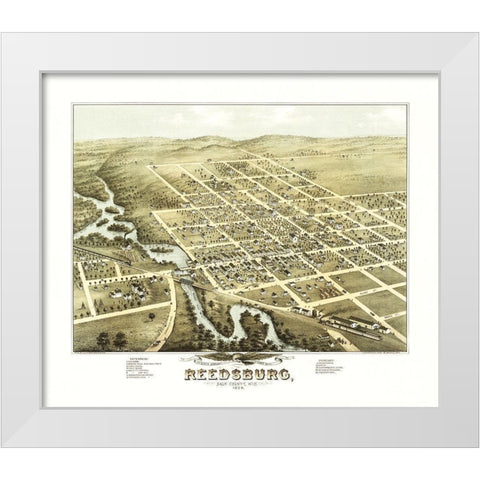 Reedsburg Wisconsin - Stoner 1874 White Modern Wood Framed Art Print by Stoner