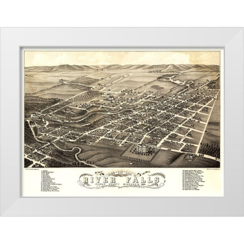 River Falls Wisconsin - Stoner 1880 White Modern Wood Framed Art Print by Stoner