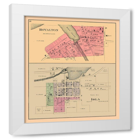 Royalton, Iola Wisconsi - Foote 1889 White Modern Wood Framed Art Print by Foote
