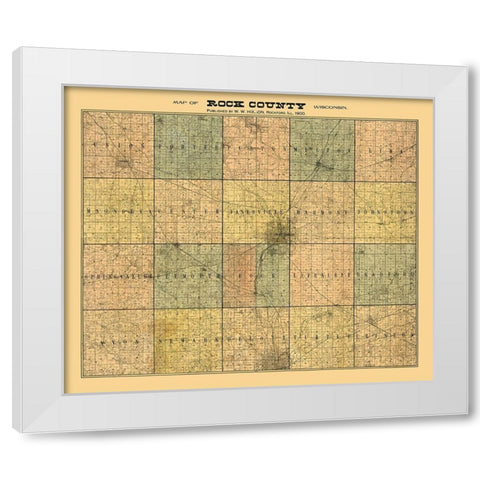 Rock County Wisconsin - Hixon 1900 White Modern Wood Framed Art Print by Hixon