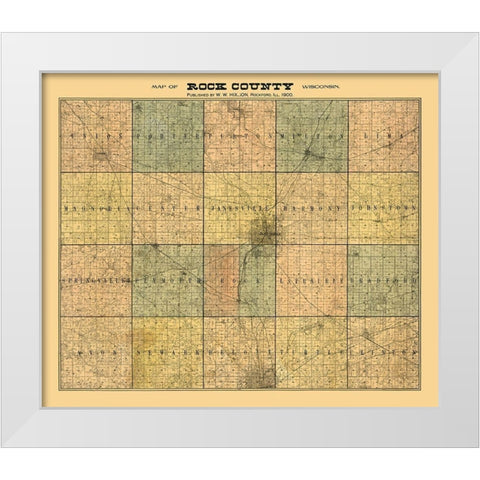 Rock County Wisconsin - Hixon 1900 White Modern Wood Framed Art Print by Hixon