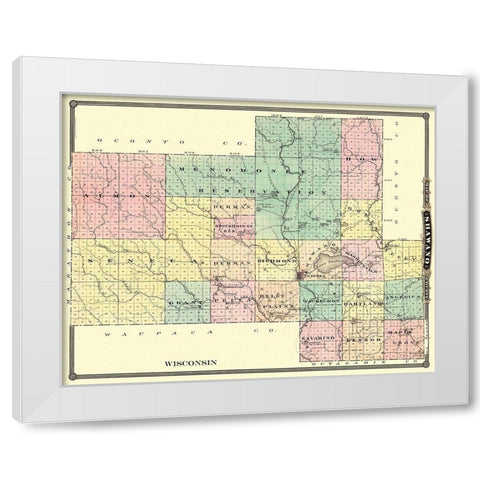 Shawano Wisconsin - Snyder 1878 White Modern Wood Framed Art Print by Snyder