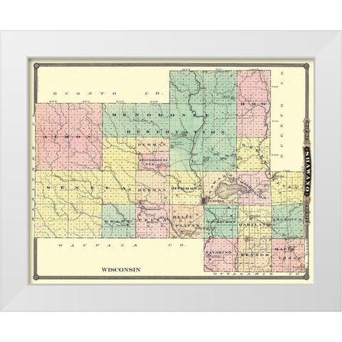Shawano Wisconsin - Snyder 1878 White Modern Wood Framed Art Print by Snyder