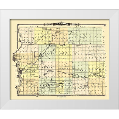 St. Croix Wisconsin Landowner - Snyder 1878 White Modern Wood Framed Art Print by Snyder