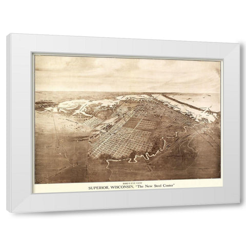Superior Wisconsin - Bradley 1913 White Modern Wood Framed Art Print by Bradley