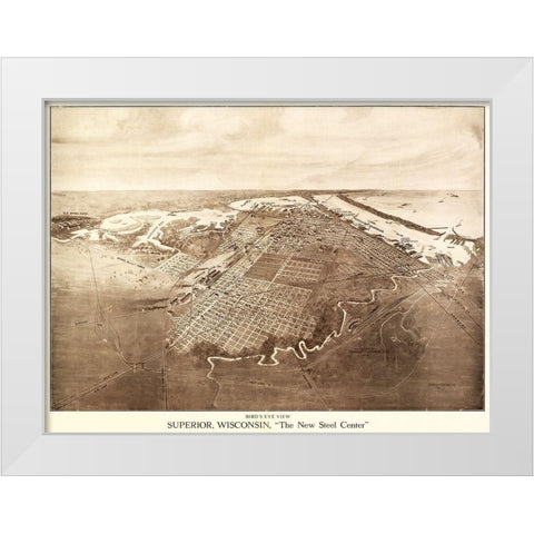 Superior Wisconsin - Bradley 1913 White Modern Wood Framed Art Print by Bradley