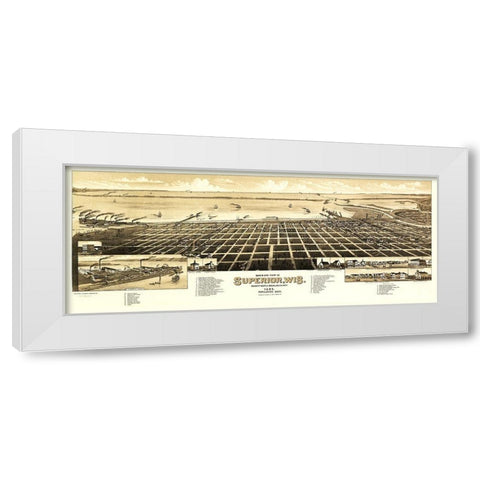 Superior Wisconsin - Wellge 1883 White Modern Wood Framed Art Print by Wellge