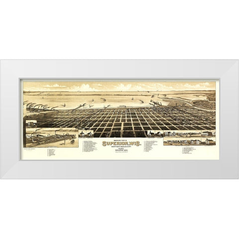 Superior Wisconsin - Wellge 1883 White Modern Wood Framed Art Print by Wellge