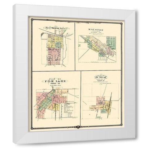 Tomah, Mauston, Fox Lake, Juneau Wisconsin White Modern Wood Framed Art Print by Snyder