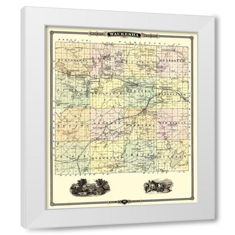 Waukesha Wisconsin Landowner - Snyder 1878 White Modern Wood Framed Art Print by Snyder