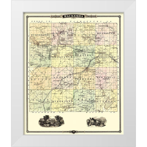 Waukesha Wisconsin Landowner - Snyder 1878 White Modern Wood Framed Art Print by Snyder