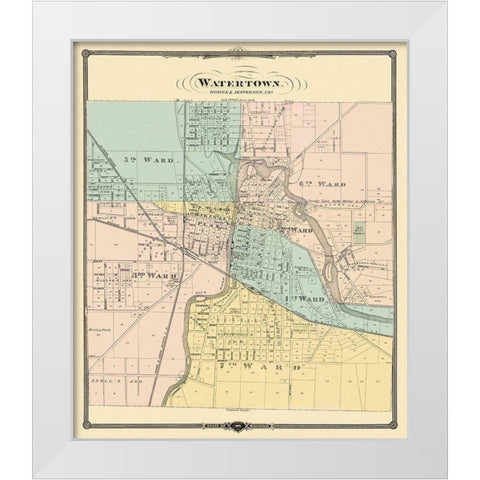 Watertown Wisconsin - Snyder 1878 White Modern Wood Framed Art Print by Snyder