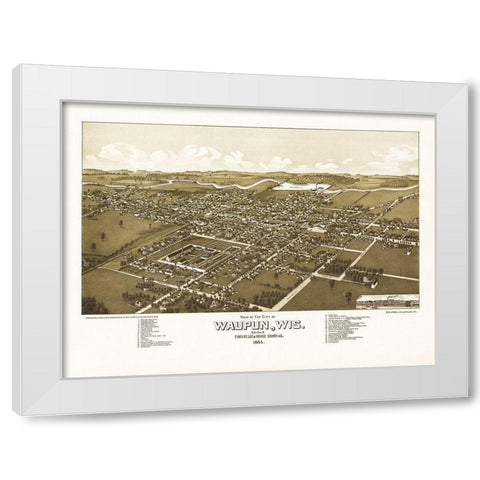 Waupun Wisconsin - Norris 1885 White Modern Wood Framed Art Print by Norris