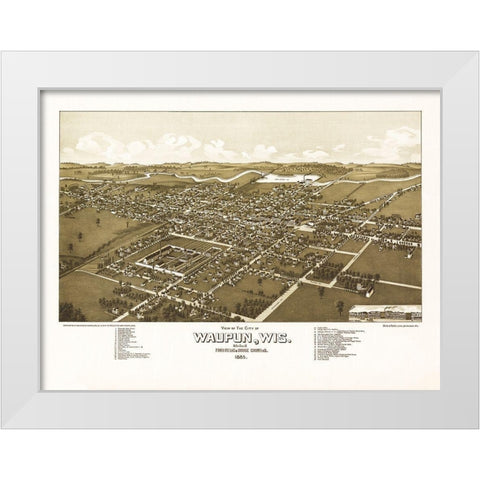 Waupun Wisconsin - Norris 1885 White Modern Wood Framed Art Print by Norris