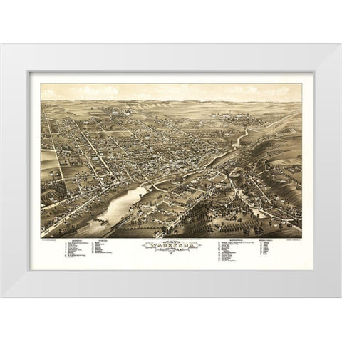 Waukesha Wisconsin - Stoner 1880 White Modern Wood Framed Art Print by Stoner