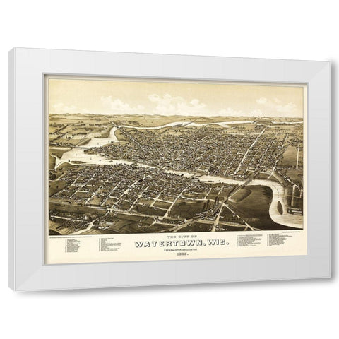 Watertown Wisconsin - Norris 1885 White Modern Wood Framed Art Print by Norris