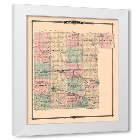 Waupaca County Wisconsin - Snyder 1877 White Modern Wood Framed Art Print by Snyder