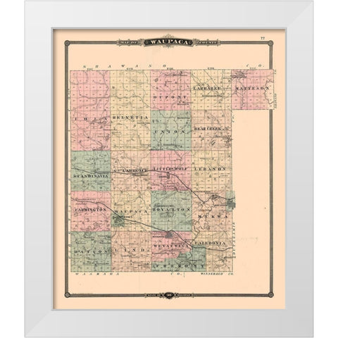 Waupaca County Wisconsin - Snyder 1877 White Modern Wood Framed Art Print by Snyder