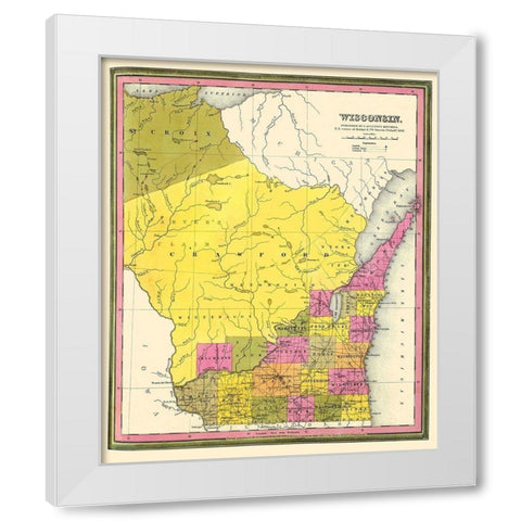 Wisconsin Territory - Mitchell 1846 White Modern Wood Framed Art Print by Mitchell