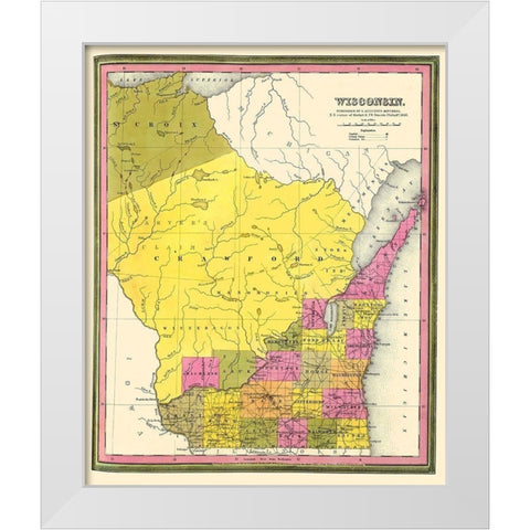 Wisconsin Territory - Mitchell 1846 White Modern Wood Framed Art Print by Mitchell